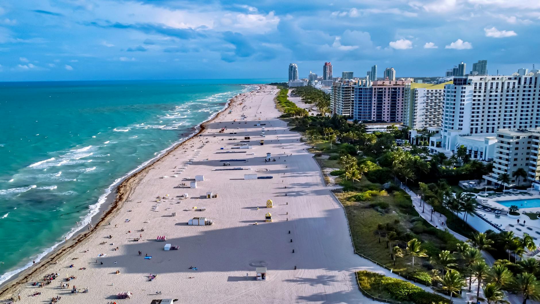 Aerial view of Miami Beach coastline