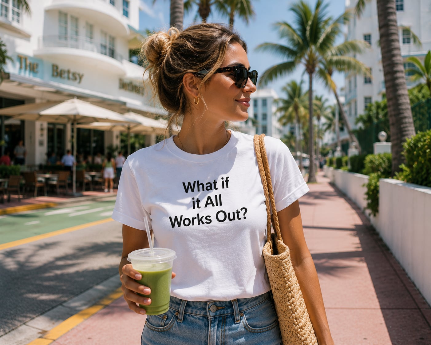 Woman tropical street lifestyle